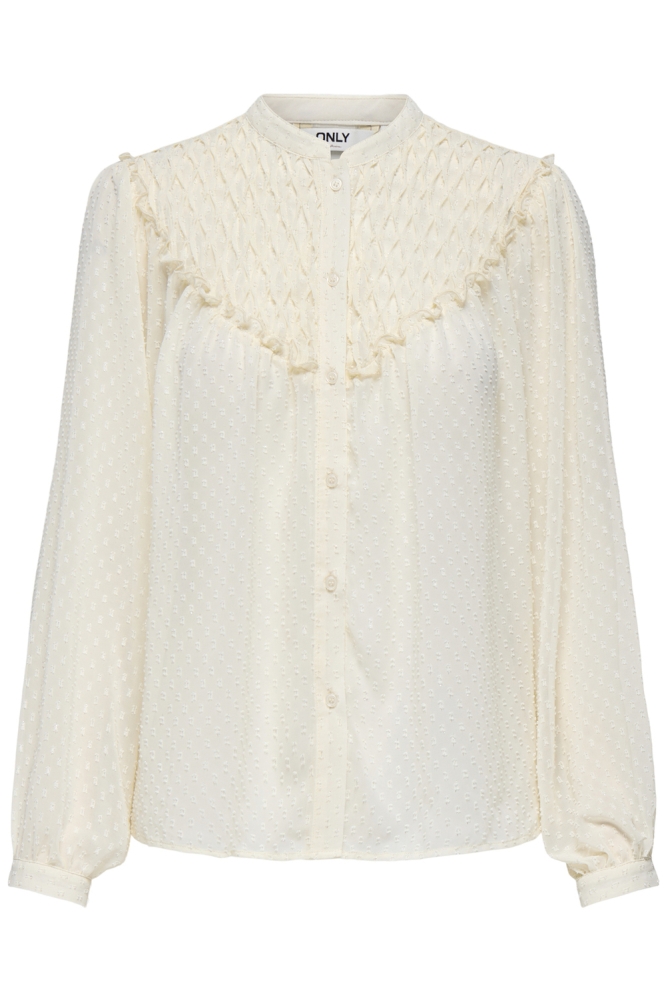 ONLCHADIA LIFE LS DOBBY TOP CC WVN 15339739 ANTIQUE WHITE/SILVER LUR